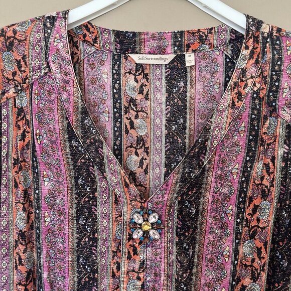 Soft Surroundings Boho Long Sleeve Maxi Dress Women M Earthy Esperanza Hippie - Picture 6 of 12